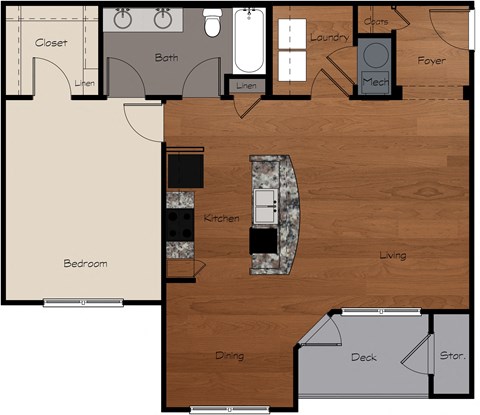 a floor plan of a small house with a bedroom and a living room